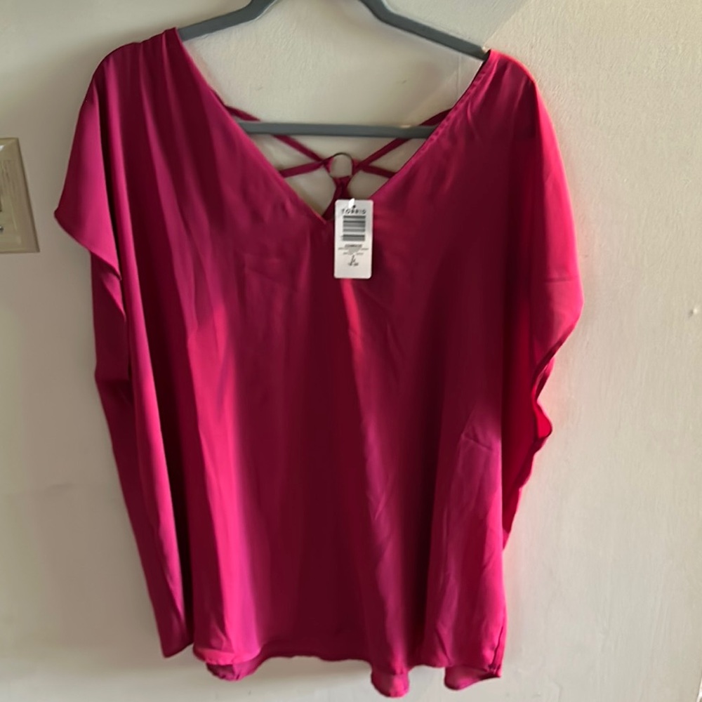 Torrid Pink Relaxed Cap Sleeve Blouse